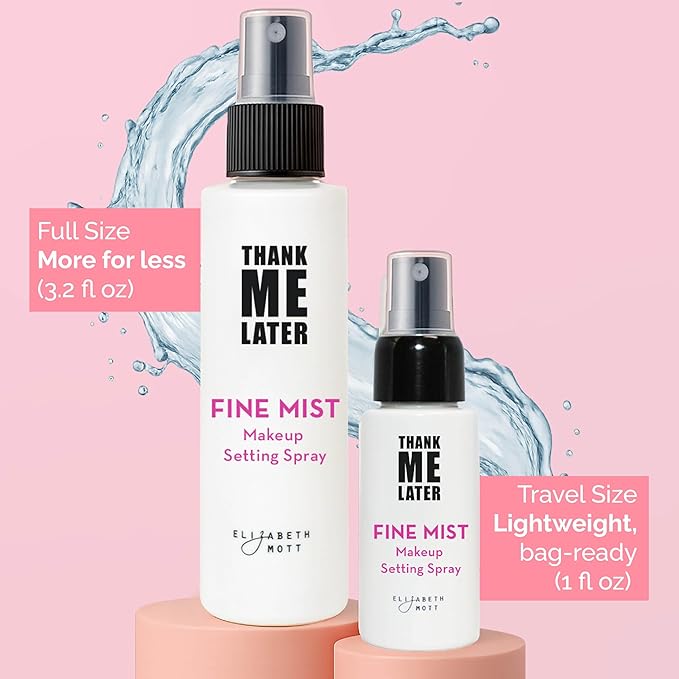 Elizabeth Mott Thank Me Later 3-in-1 Dewy Makeup Setting Spray – Hydrating & Long-Lasting Fine Mist with Niacinamide for a Radiant Glowy Look – Lightweight, Cruelty-Free, Travel-Size Face Spray, 30ml