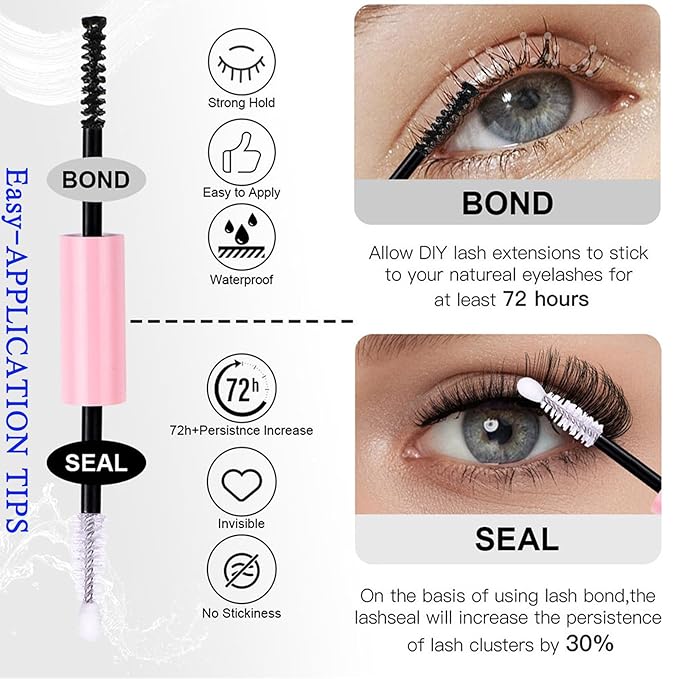 DAODER Short Lash Extension Kit 50D Natural Lash Clusters Kit Wispy Fluffy Eyelash Extension Kit D Curl Individual Lashes Kit 9-13MM Thick Short Eyelash Clusters(Thick Short Eyelash Extension Kit 50P)