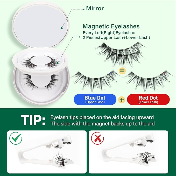 KEYYOU Reusable Magnetic Eyelashes 2 Pair with Applicator No Glue Needed 3D Natural Magnetic Lashes, Easy to Apply & Long Lasting for Daily Use & Events(A05+A05)