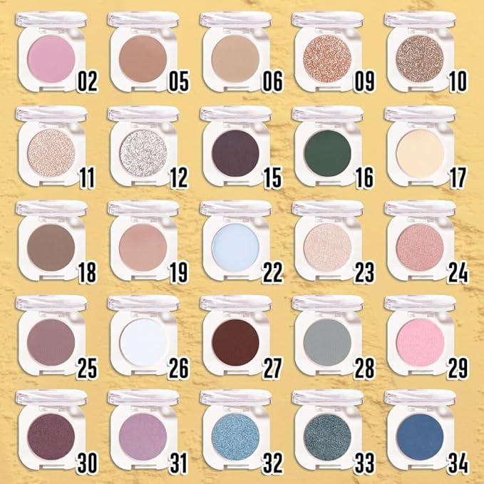 Single Glitter Shimmer Sparkle Eye shadow Palette Makeup, Nude Glitter Eyeshadow for Women, Monochrome Eye Shadow, Pigmented Waterproof Sombras Para Ojos, Vegan, Talc, Paraben & Cruelty Free, 10