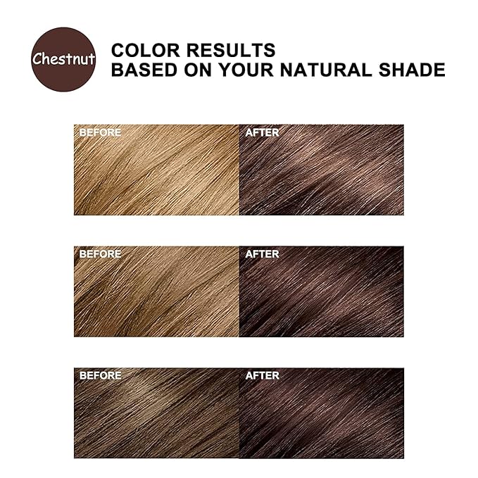Instant Chestnut Hair Color shampoo, Chestnut Brown Hair Dye Shampoo 3 in 1 for Women Men, Herbal Brown Hair Shampoo, Dark Hair Colors in Minutes 500ml