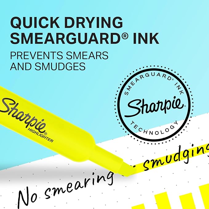 SHARPIE Tank Style Highlighters Chisel Tip Fluorescent Yellow 36 Count (Pack of 6)