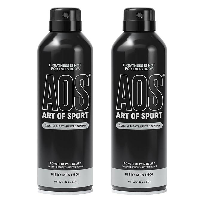 Art of Sport Muscle Relief Spray for Men– Pain Relief for Sore Muscles & Joints– Menthol Cooling & Heating Spray for Back, Neck, Knee, Shoulder, Hip– Cool & Heat– Made for Athletes– 5 fl oz. Pack of 2