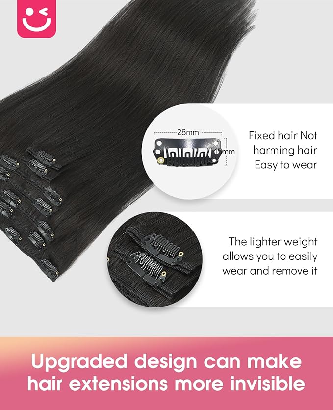 Youngsmile Clip in Hair Extensions Human Hair #1B Color Natural Black Real Human Hair Clip in Extensions for Women Double Weft Silky Straight Hair Extensions 7 Pcs 18 Inch 120 Gram(CLIP#1B-18Inch)