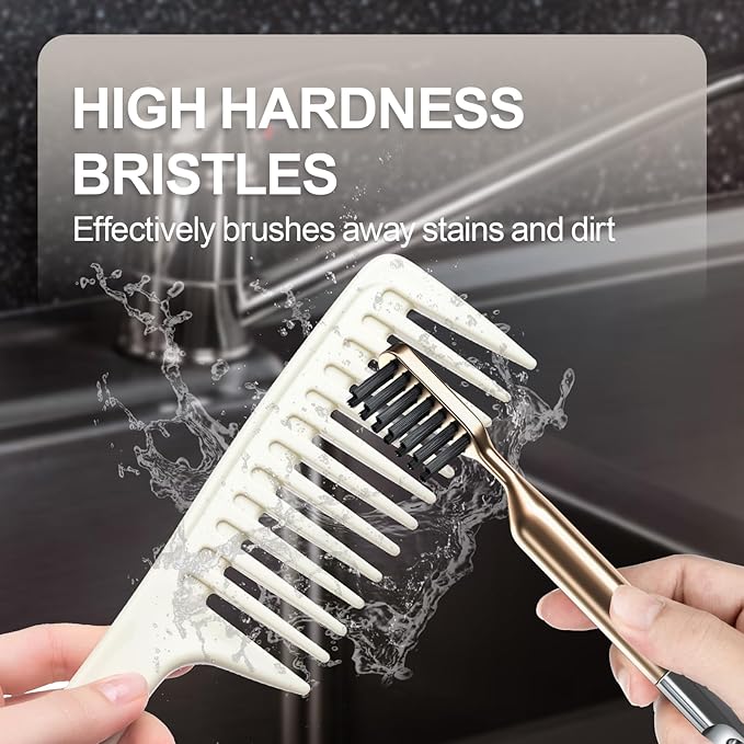 Hair Brush Comb Cleaning Tool Comb,2-in-1 Hair Brush Cleaner Tool, Portable Remover Rake for Removing Hair Dust, Home and Salon Use(Gold)