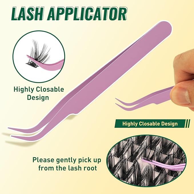 KEYYOULASH Lash Clusters Kit 144pcs 8-18MIX Lash Clusters Wispy Anime Lash Extension Kit with Lash Bond and Seal,Remover,Applicators for DIY Eyelash Extension Kit at Home (KY08 Kit)