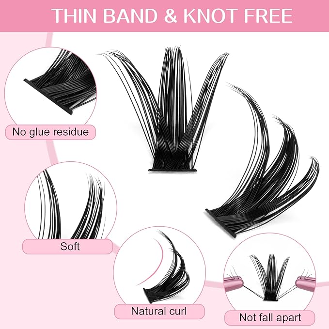 280 Pcs Individual Lashes 50D-D-9-16mix Wispy Cluster Lashes That Look Like Eyelash Extensions DIY At Home