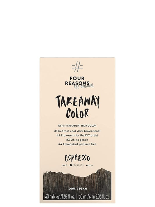 Four Reasons Original Takeaway Color - Espresso – 4.1 Cool dark brown - Demi-Permanent Hair Color - Ammonia-Free and Fragrance-Free Hair Dye - 100% Vegan & Cruelty Free