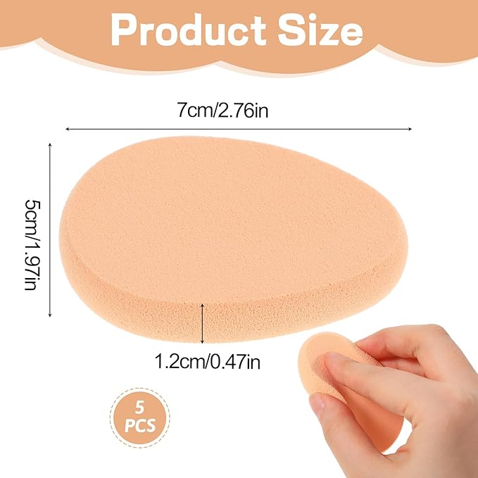 5 PCS Flat Makeup Sponges for Foundation, Smooth Foundation Sponge, Beige Cushion Foundation Puff, Beauty Blender Make Up Sponges for Professional Makeup