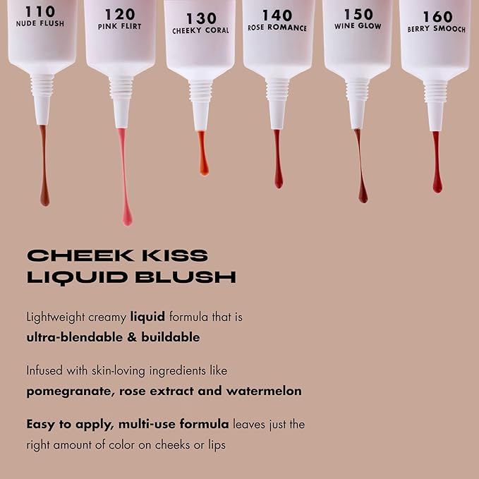Milani Cheek Kiss Liquid Blush Makeup, Lightweight, Blendable & Buildable for Radiant Flushed Cheeks, Skin-Loving Formula - New Wine Glow