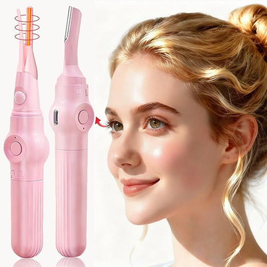 2-in-1 Multifunctional Heated Eyelash Curler & Eyebrow Trimmer for Women, Fast Heated Rechargeable Electric Eyelash Curler with 3 Heat Settings, 24H Long Lasting, Ideal Makeup Tool Gift