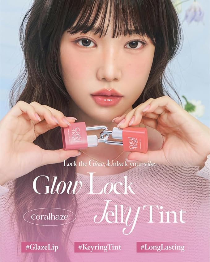 CORLAHAZE Glow Lock Jelly Tint #103 4g, Hydrating Jelly Glow Lip Stain, Glass-Like Shine Lip Gloss, Long-Lasting Color, Moisturizing Lip Enhancer, Collectible Lock-Shaped Design, Korean Makeup