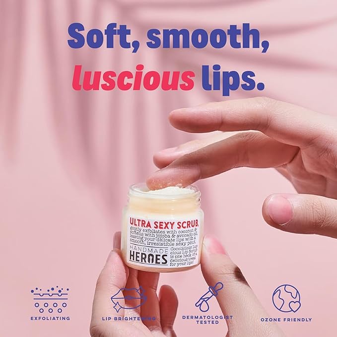100% Natural Lip Scrub Vegan Conditioning Coconut Lip Exfoliator Gentle Exfoliant Sugar Lip Polish and Lip Exfoliator Scrubber for Chapped and Dry Lips (Lip Scrub and Mask Gift Set) Stocking Stuffers
