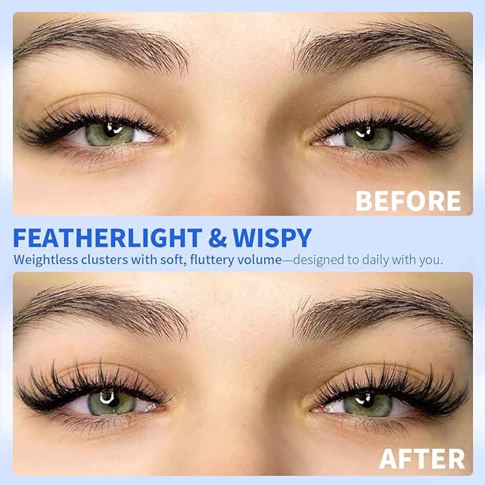 Wispy Lash Clusters Spikes Eyelash Extensions Fairy Lash Clusters 10-16mm Natural Eyelash Cluster 144Pcs DIY Individual Lash Extensions by Kiromiro