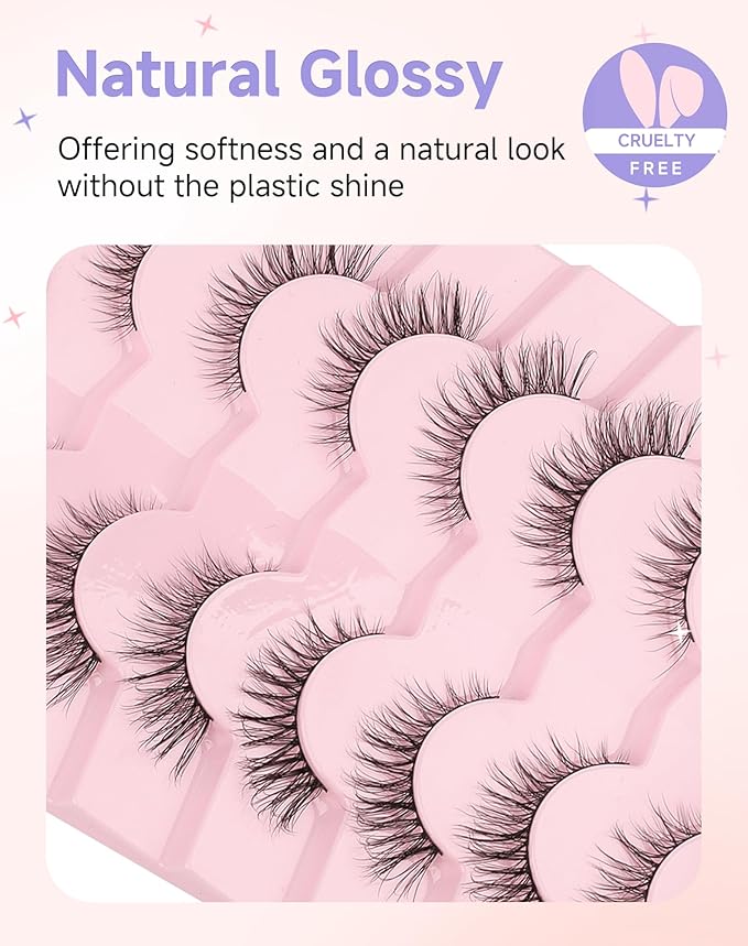 Natural Lashes Natural Eyelashes Natural Look Wispy Lashes Mink Lashes False Eyelashes Fake Eyelashes C Curl Lashes Strip Lashes Pure-05
