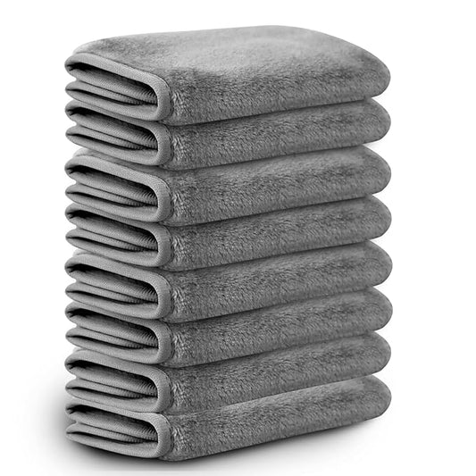 Nugilla Reusable Face Wash Cloths, 8 Pack Soft Microfiber Makeup Remover Towels for Women (Cool Grey)