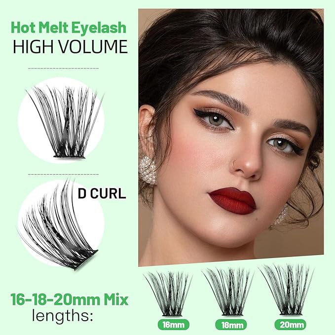 Bodermincer Lash Clusters D Curl Black/Brown/Colored Lashes 10-12-14/12-14-16/16-18-20mm Mixed Lash Clusters Kit For Beginner (M01# 16-18-20mm Mixed)