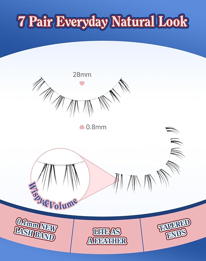 Bottom Lashes Natural Everyday Wispy Lashes Natural Look Flared Eyelashes False Lower Lashes Soft Fluffy Lashes False Eyelashes 7 Pairs B-1