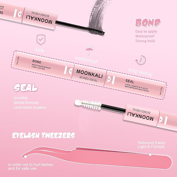 Lash Clusters Kit Mink Wispy Full Eyelash Clusters D Curly Natural Waterproof Cluster Eyelash Extensions With Lash Glue Bond and Seal and Eyelash Tweezers Luxury 60D Individual Cluster Lashes Kit