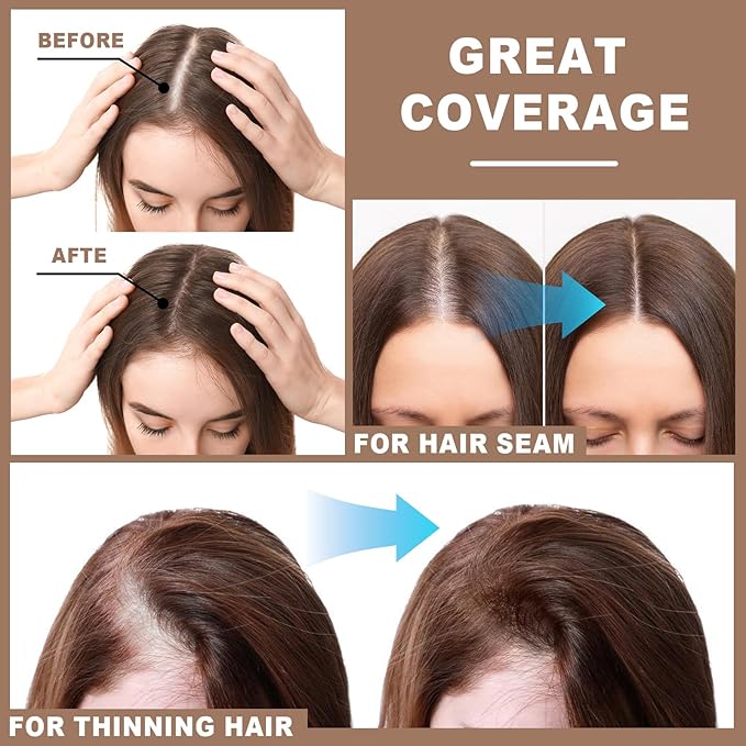 Root Touch Up Powder Instantly Conceals Hair Loss, Gray Root Cover Up Powder, Water & Sweat Resistant Hair Powder for Thinning Hair Men & Women, Includes Brush (Black, 4g Bottle with Brush)
