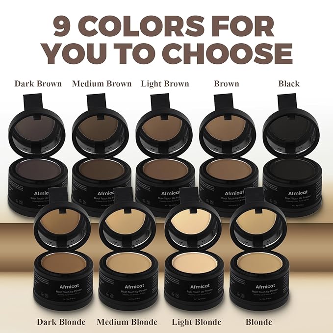 Instant Hairline Powder, Root Touch Up Hair Color for Gray Coverage and Thinning Hair, Root Cover Up Conceals Hair Loss & Bald Spots, Natural and Non-Greasy Hair Color for Women & Men, Black