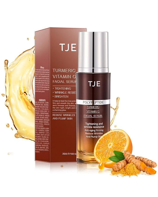 TJE Turmeric Vitamin C Serum for Face, Dark Spot Removr on Face, Serum for Dark Spots, Wrinkles & Anti Aging, Vitamin C Facial Oil for Black Women & Black Skin - 1 Fl Oz
