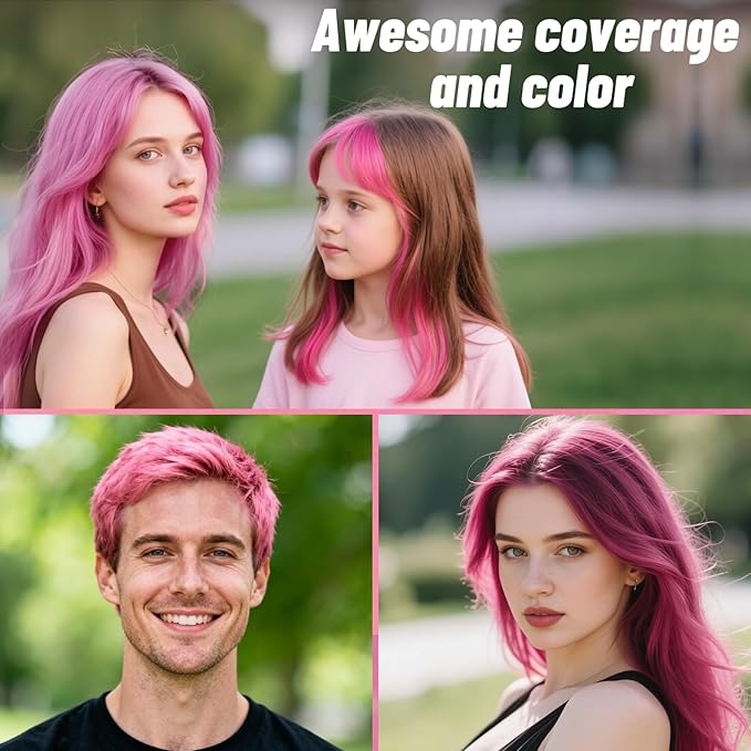 Pink Hair Spray, Temporary Hair Color Spray for Women Men– Safe Non Sticky Washable One Day Hair Dye Spray, Disposable Accessories Included, for Halloween Cosplay Party DIY Costume Pet Fun