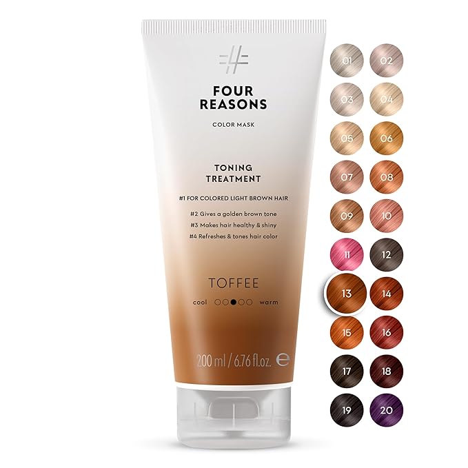 FOUR REASONS Toffee Toning Treatment - Color Depositing Conditioner for Color-Treated Hair - Semi Permanent Hair Toner, Vegan and Cruelty-Free (27 Shades), 6.76 fl oz