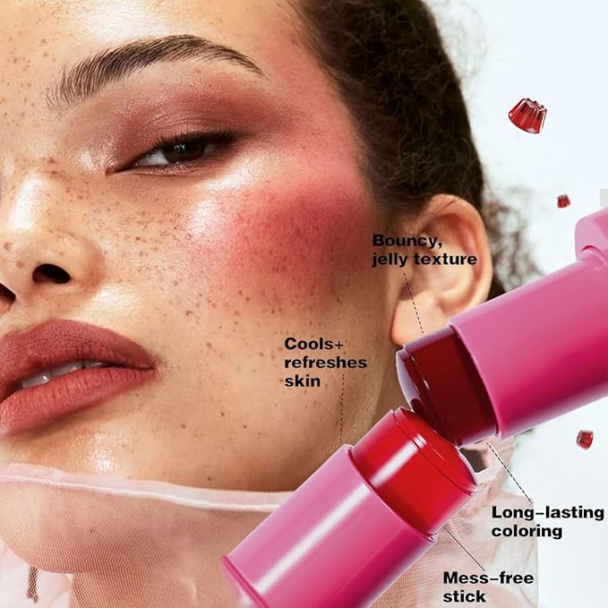 Cooling Water Jelly Tint Blush, Multi-Use Juicy Lip + Cheek Tint, Hydrating & Bouncy Jelly Texture, Long-lasting Sheer Color, 0.32 oz (# 01, 0.32 oz)