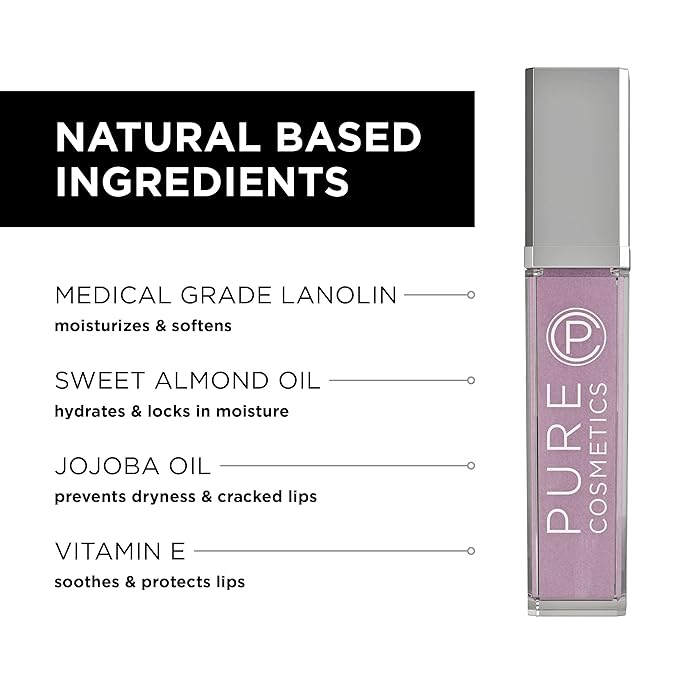 Pure Illumination Light-Up Lip Gloss with LED-Lit Applicator Brush + Side Mirror, Non-Sticky, Moisturizing Hydrating Lip Glosses with Lanolin, Jojoba Oil, & Vitamin E, Party Girl Pink