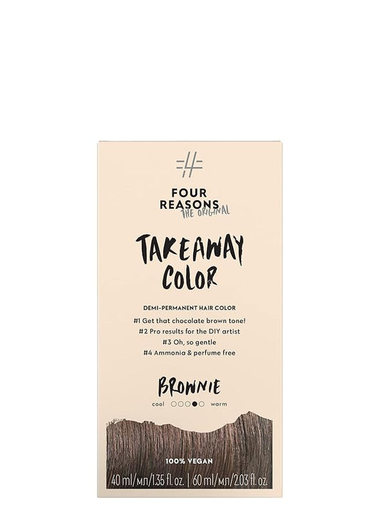 Four Reasons Original Takeaway Color - Brownie – 5.35 Deep Warm Brown - Demi-Permanent Hair Color - Ammonia-Free and Fragrance-Free Hair Dye - 100% Vegan & Cruelty Free