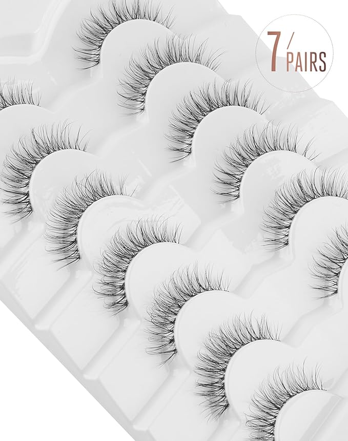 Onlyall Natural False Eyelashes Wispy Clear Band Fake Lashes H86