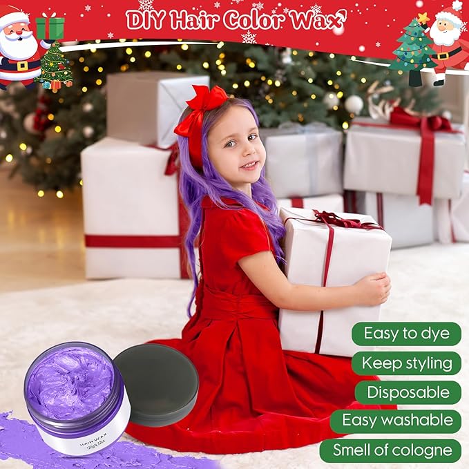 Washable Hair Styling Clay Wax for Crazy Hair Coloring and Cosplay Party, Makeup Gift Set for Kids, Girls, Men, and Women (Ash Purple, 4.23 Ounces)