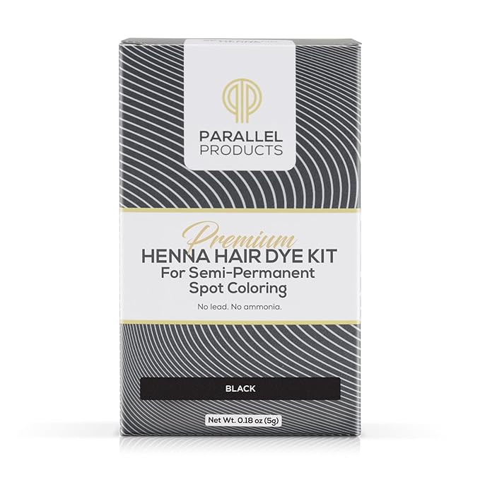 Parallel Products Spot Color Henna Kit - Henna Hair Dye - 5 grams - Tint for Professional Spot Coloring - With Nourishing Oil, Mixing Dish and Application Brush - Root Touch Up (Black)