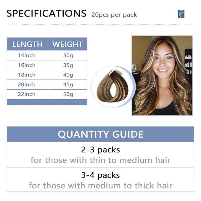 COOKAYU Invisible Tape in Extensions Human Hair, Medium Brown to Caramel Blonde 20Inch 45g 20pcs Injected Tape in Human Hair Straight Invisi Edge Extension