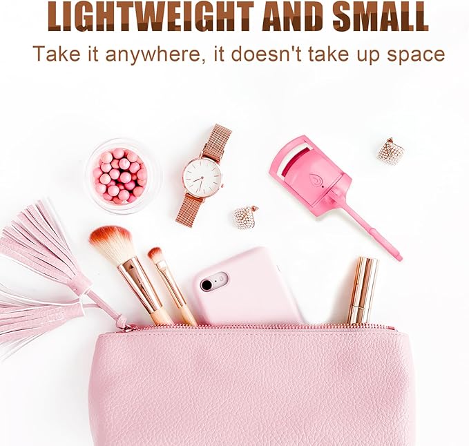 C-Shaped Heated Eyelash Curler Fast Heat Up in 5s - Rechargeable Electric Eyelash Curler for 24H Long Lasting Curls - Safe Anti-Burn Lash Curler Elevate Your Beauty with Stunning Lashes (Pink, L)