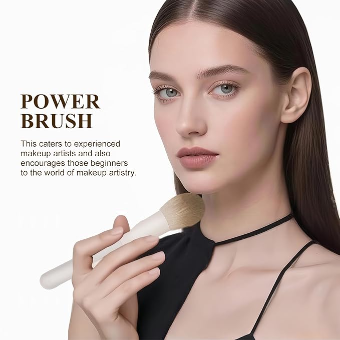 Makeup Brush Set Professional 13pcs，Premium Synthetic Powder Foundation Contour Blush Concealer Eyeshadow Blending Liner Make Up Brushes Kit（Milky B521）