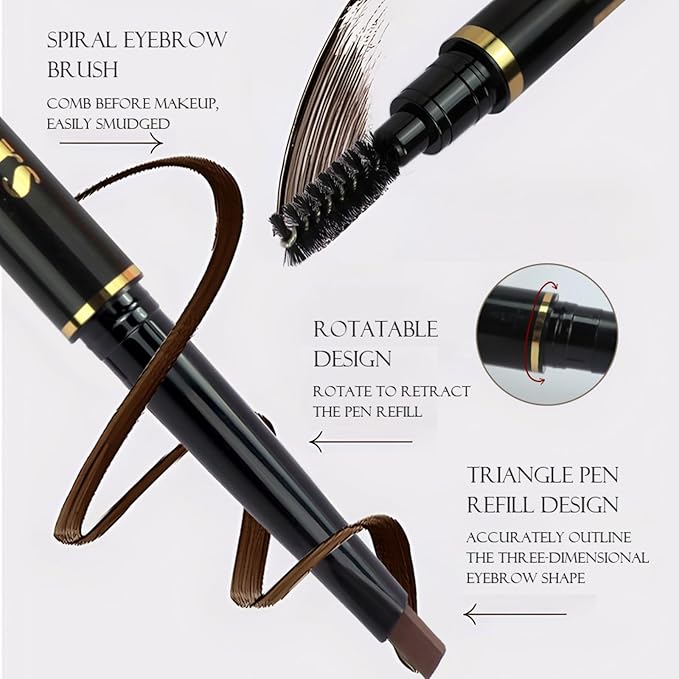 4-in-1 Eye Makeup Kit 4 Colors Eyeshadow Palette Black Liqiud Eyeliner with Stamp and Double-headed Brown Eyebrow Pencil Set for Women Beginners Gift (02)