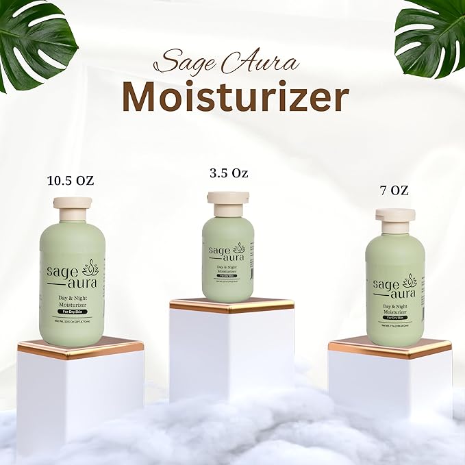 Sage Aura Day & Night Moisturizer | 3.5 Oz Pack | Premium Ingredients | Fast Absorbing | Nourishes & Hydrates Dry & Dull Skin