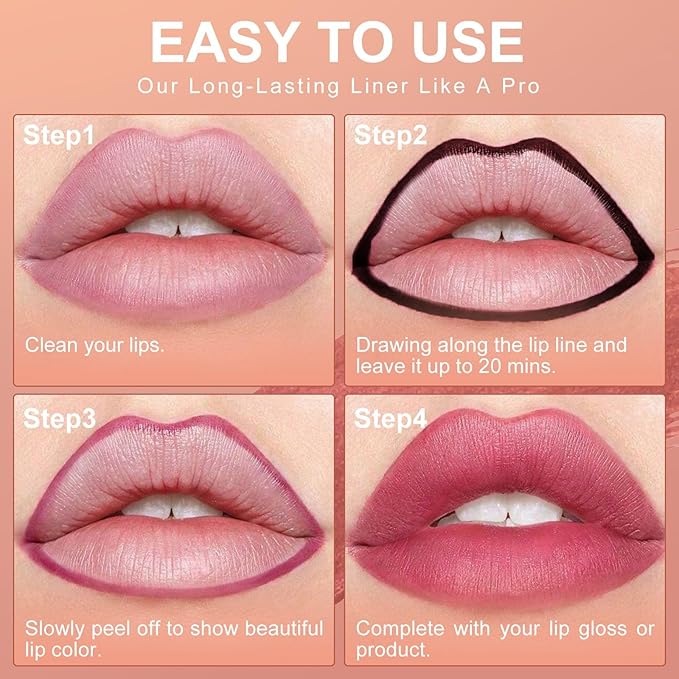 OETUIOW Lip Stain Long Lasting & Waterproof Lip Liner, Non-Stick Cup Highly Pigmented Natural Finish, Lip Gloss for All-Day Color Hold (Rose)