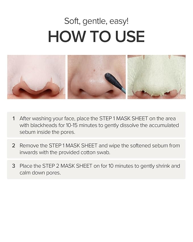 Mary&May Daily Safe Blackhead Clear Nose Mask - 2-Step Deep Pore Cleansing, Soothing and Tightening - Instant Pore Unclogging Nose Strips - Oil Free, Non Comedogenic Use 10 Pack