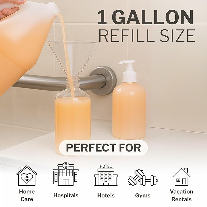 McKesson Body Wash and Shampoo - 1  Gallon Bulk Refill Full Body Wash with Aloe, Apricot Scent - Sensitive Skin & Hair 2‑in‑1