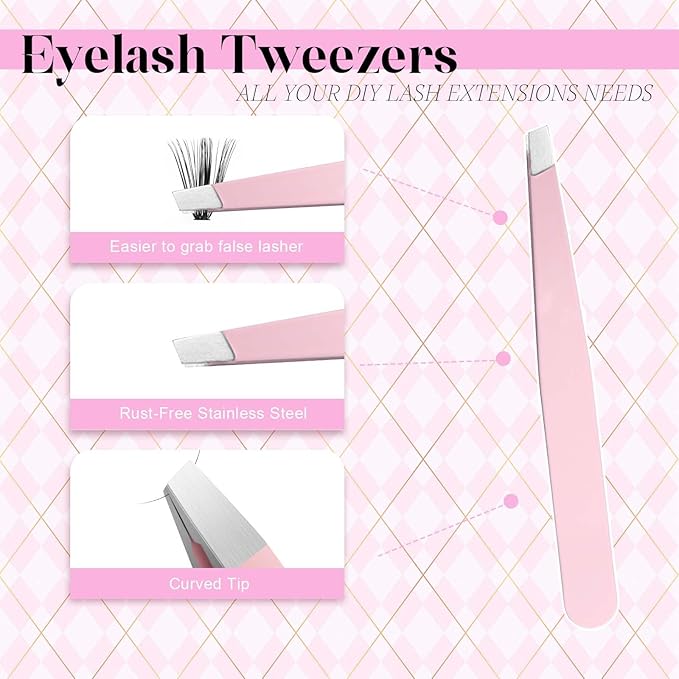 FADLASH DIY Lash Extension Kit Individual Lashes Cluster D Curl Eyelash Extension Kit with Lash Bond and Seal and Lash Applicator Tool for Self Application at Home (40D+50D-0.07D-12-18MIX KIT)