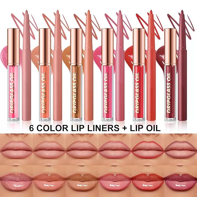 Pink Lip Liner Waterproof Lip Kit With Lip Liner and Gloss Long Lasting Pluming Smudge proof Highly Pigmented Lip Liner Set with Lipgloss (09# Pink)