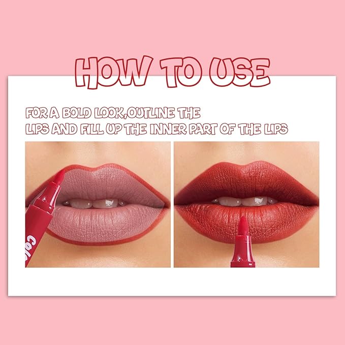 Lip Stain Marker, Long Lasting and Transfer-Proof Liquid Lip Liner, High Pigmented Matte Stained Lip Tint Marker Lip Liner Contour Tint Lip Makeup(#05)