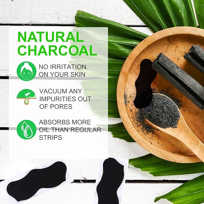 Pore Strips,Natural Charcoal Deep Cleansing Pore Strips ，Nose Strips for Blackheads，Black Heads Removal for Nose Face，Deep Cleansing for All Skin Types(80pcs)