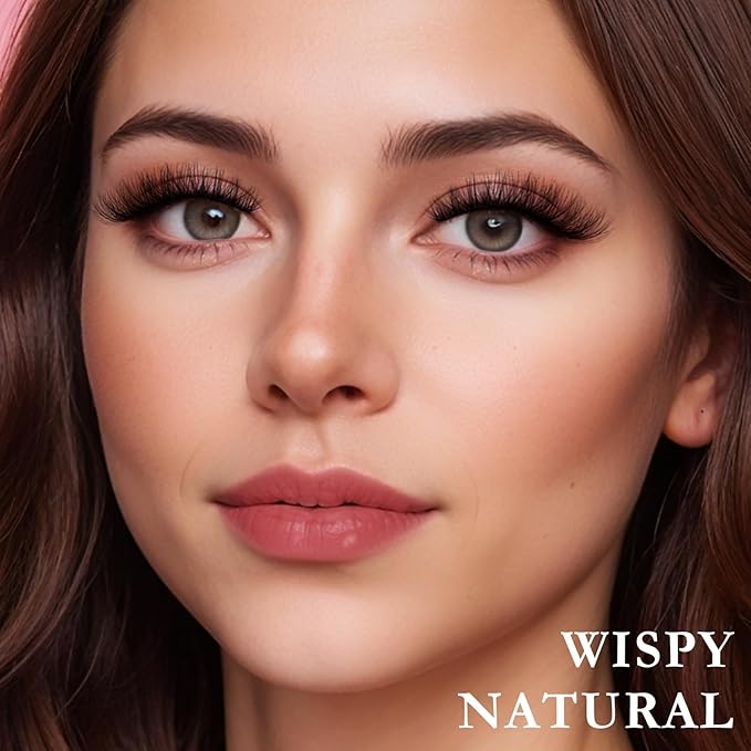 Lashes Wispy False Eyelashes Cat Eye Lash Strips Natural Fake Eyelash Mink Strip Lash Pack 14 Pairs Lightweight Fluffy Cateye Lashes Soft Cotton Band 8-14mm Wispies Easy Eyelashes Natural Look