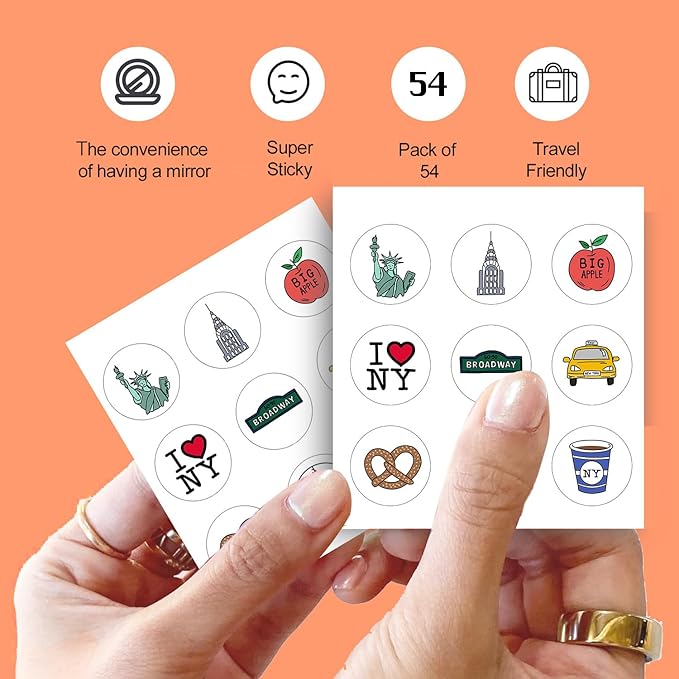 Acne Pimple Patches for Face 54 Count with Mirror Case for Day & Night Use - Hydrocolloid Pimple Pads, Emoji-Themed Blemish Dots, Clear Skin Treatment (New York)