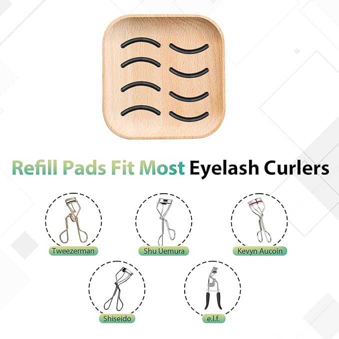 Eyelash Curler for Hooded Eyes,Euramerican,Asian, Jpanese C-curl, 2 Packs Eyelash Curler Refill Pads Compatible with Shiseido,Tweezerman,Shu uemura,Kevyn Aucoin,e.l.f
