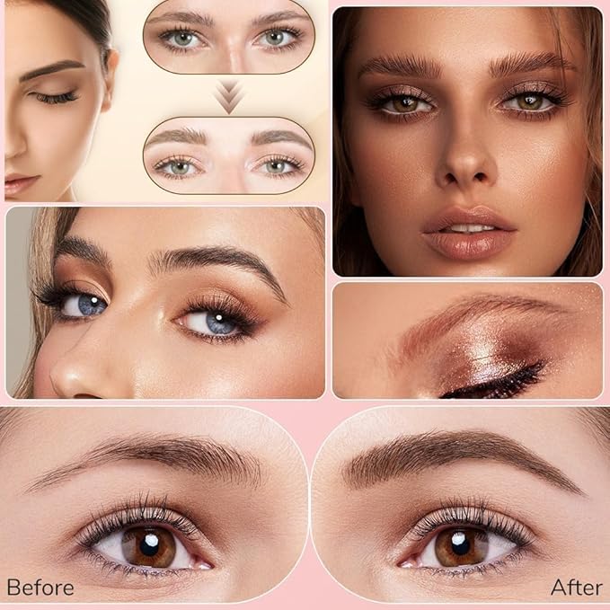 Microblading Eyebrow Pen, New 3D Microblading Eyebrow Pencil, Waterproof Eye Brow Pen with 4 Tip, Natural Magic Eyebrow Makeup Fine Stroke Contouring Pencil Long-Lasting Stay on All Day (Light Brown)